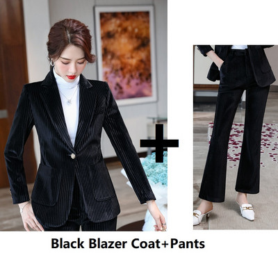 Autun Χειμερινά μακρυμάνικα σακάκια Παντελόνια Υψηλής ποιότητας ύφασμα βελούδο Γυναικεία ρούχα εργασίας με παντελόνι και τζάκετ Παλτό Συνέντευξη