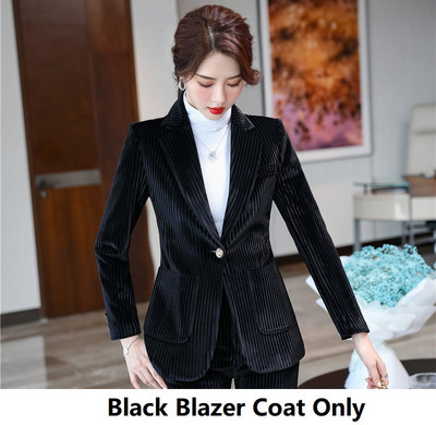 Autun Χειμερινά μακρυμάνικα σακάκια Παντελόνια Υψηλής ποιότητας ύφασμα βελούδο Γυναικεία ρούχα εργασίας με παντελόνι και τζάκετ Παλτό Συνέντευξη