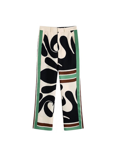 Willshela Ženska modna dvodijelna bluza s printom i hlače s patentnim zatvaračem sprijeda Chic Lady Ležerna ženska odjeća Kompleti hlača