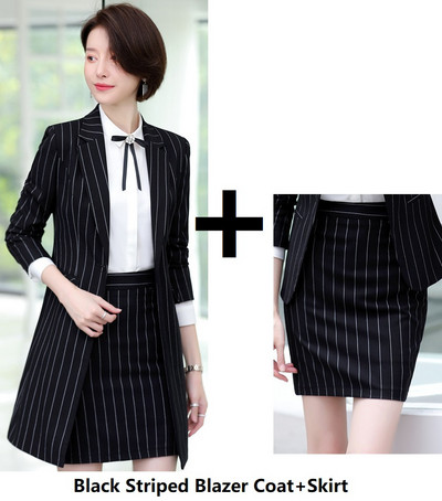 Țesătură de înaltă calitate 2019, toamnă iarnă, costume pentru femei de afaceri, modele de uniforme, set de îmbrăcăminte de birou pentru doamne, cu jachetă lungă de vânt