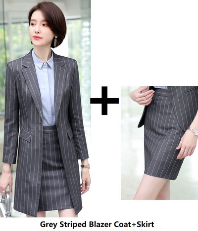 Țesătură de înaltă calitate 2019, toamnă iarnă, costume pentru femei de afaceri, modele de uniforme, set de îmbrăcăminte de birou pentru doamne, cu jachetă lungă de vânt