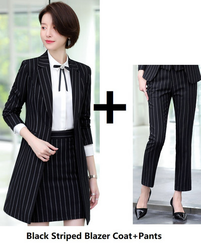 Țesătură de înaltă calitate 2019, toamnă iarnă, costume pentru femei de afaceri, modele de uniforme, set de îmbrăcăminte de birou pentru doamne, cu jachetă lungă de vânt