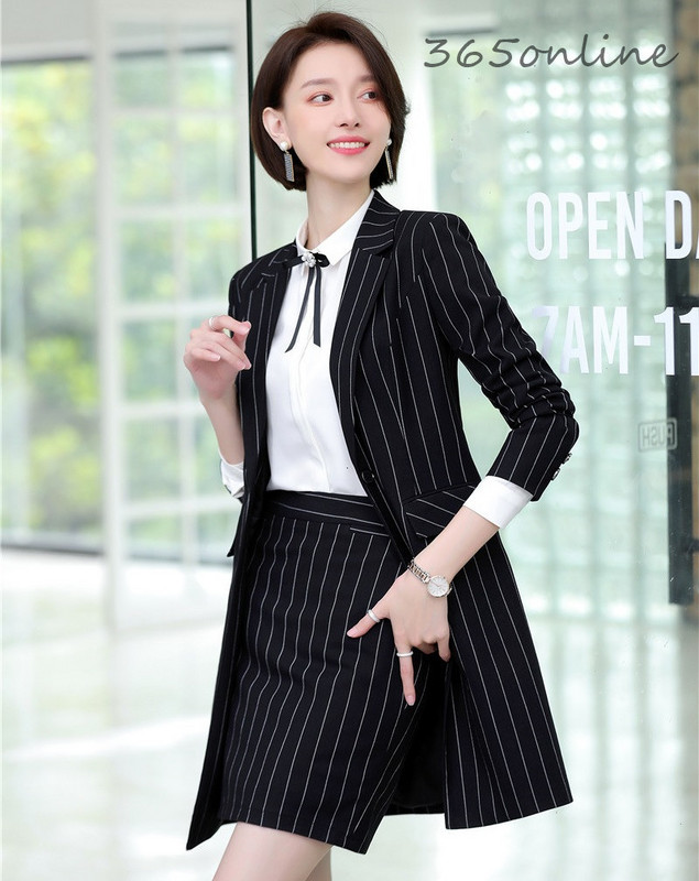 Țesătură de înaltă calitate 2019, toamnă iarnă, costume pentru femei de afaceri, modele de uniforme, set de îmbrăcăminte de birou pentru doamne, cu jachetă lungă de vânt