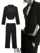 TRAF 2023 Γυναικεία Σετ 2 τεμαχίων Fashion Splice Lapel Κοντό λεπτό μπλουζάκι μπλούζες + σατέν μακρύ παντελόνι Φθινοπωρινό Causal κομψό σετ