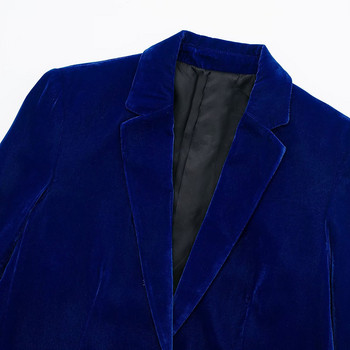 PB&ZA Γυναικεία Φθινόπωρο 2022 Νέα Μόδα Velvet Casual Blazer Vintage μακρυμάνικο φαρδύ παλτό παντελόνι με φαρδύ πόδι Solid Chic γυναικεία κοστούμια