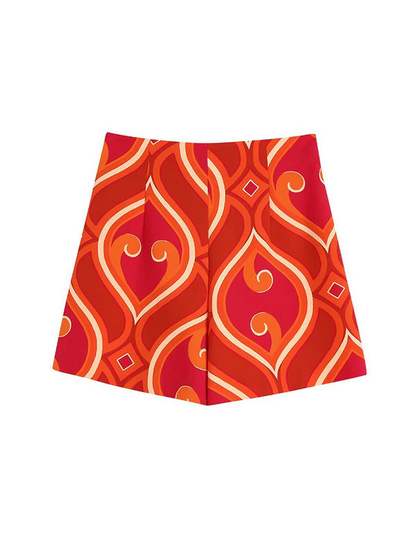 Willshela Γυναικείο σετ δύο τεμαχίων με στάμπα πουκάμισο με μονό στήθος & ψηλόμεσο σορτς Κομψό γυναικείο σετ σορτς