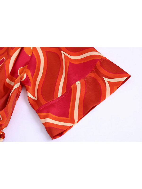 Willshela Γυναικείο σετ δύο τεμαχίων με στάμπα πουκάμισο με μονό στήθος & ψηλόμεσο σορτς Κομψό γυναικείο σετ σορτς