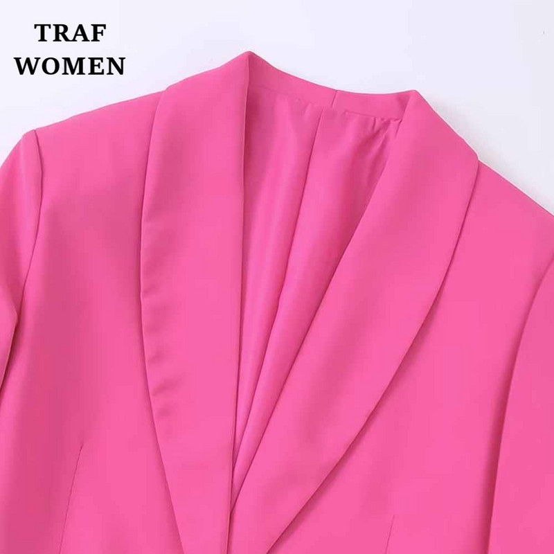TRAF WOMEN 2022 Nou Toamna/Iarna Moda Decorație Pene Costum Jachetă Temperament Birou Retro Femeie Chic Set Blazer 82167074
