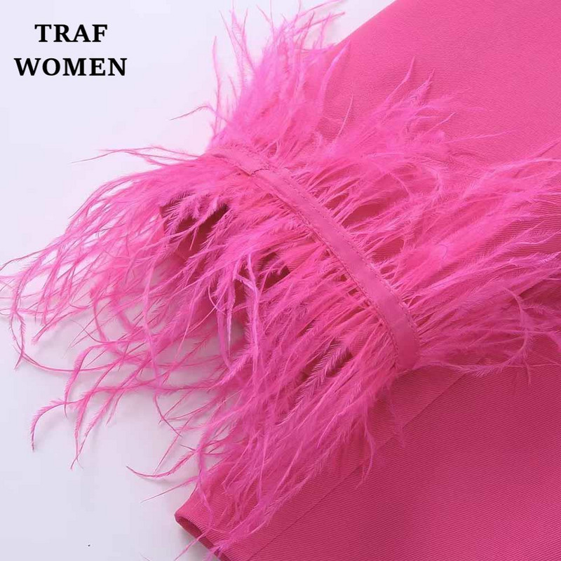 TRAF WOMEN 2022 Nou Toamna/Iarna Moda Decorație Pene Costum Jachetă Temperament Birou Retro Femeie Chic Set Blazer 82167074