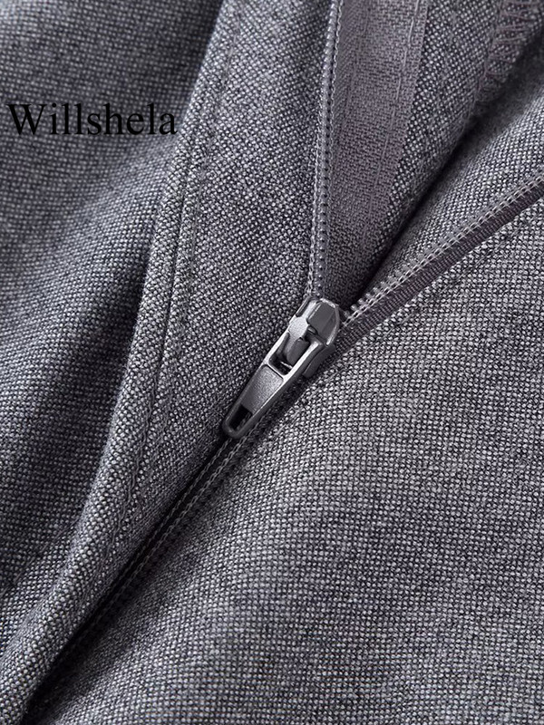 Willshela Ženska modna 2-dijelna odijela Jednobojni sako s jednim gumbom i vintage kratke hlače s prednjim zatvaračem Ženski uredski sako sako