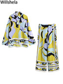 Willshela Set Două Piese Moda Femei Bluză Imprimată Pantaloni Drepți Chic Damă Casual Ținute Femei Seturi Pantaloni