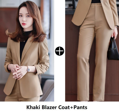 Γυναικεία επαγγελματικά κοστούμια με παντελόνι και μπουφάν Παλτό OL Styles Επαγγελματικά παντελόνια εργαστήρια γραφείου Σετ μπλέιζερ Γυναικεία παντελόνια