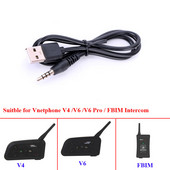 V6 Pro aksesuāri 3,5 MM USB uzlādes kabelis piemērots motociklam V4 V6 Pro FBIM Bluetooth starptelefona austiņu ķivere