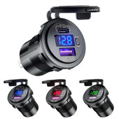 Υποδοχή φορτιστή μοτοσικλετών 48W 12V/24V Τύπος C PD+QC 3.0 Fast Charging LED Voltmeter Υποδοχή αναπτήρα αυτοκινήτου για φορτηγό SUV RV Boat