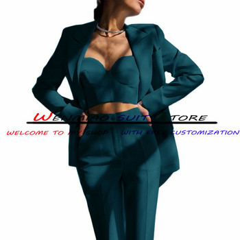 Sky Blue γυναικείο κοστούμι 2 τεμαχίων επίσημο παντελόνι μπλέιζερ Σετ γάμου σμόκιν πουέντ Γυναικείο σακάκι μαμά Ρούχα