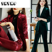 Costume Jachetă Eleganti Pantaloni din catifea Femei Vintage Flanel Blazer Set Palton Pantaloni Birou Tinute Dama Truse Toamna Za Moda 2022