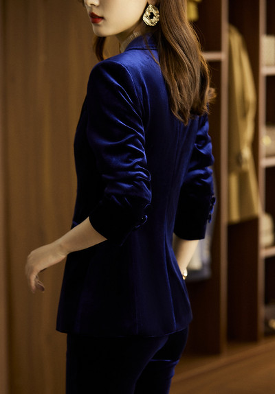 Costume Jachetă Eleganti Pantaloni din catifea Femei Vintage Flanel Blazer Set Palton Pantaloni Birou Tinute Dama Truse Toamna Za Moda 2022