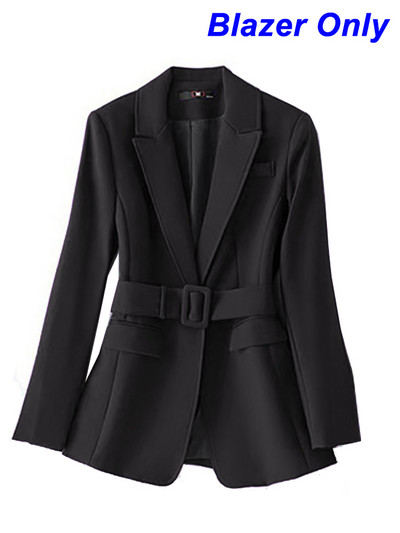 Ljubičasti dugi ženski blejzer i komplet hlača od 2 komada, dvodijelno odijelo s pojasom oko struka, uredski crni kaput s pojasom za jesen 2022., poslovni S-4XL