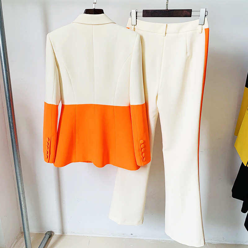 HarleyFashion Luxury DEsign Street Wear Contrast Patchwork värviline bleiseri ülikonnakomplekt naistele naiste pükste komplektid