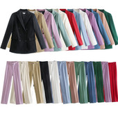 Ženska odijela s hlačama 2021. Komplet ženskih odijela, ležerni sako i hlače s olovkom, uredski ženski sako, komplet odijela traf