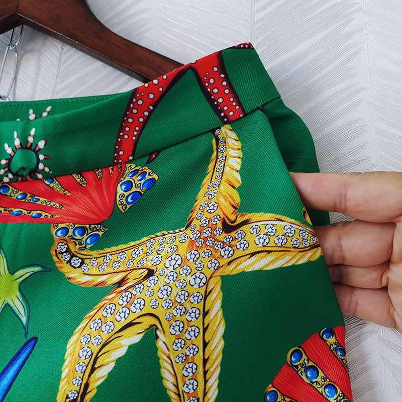 AELESEEN Μόδα Παντελόνι Πασαρέλα 2022 Φθινόπωρο Χειμώνας Πράσινα Αστέρια στάμπα Μπλέιζερ+ολόσωμο παντελόνι Πολυτελή γυναικεία κοστούμια με χάντρες