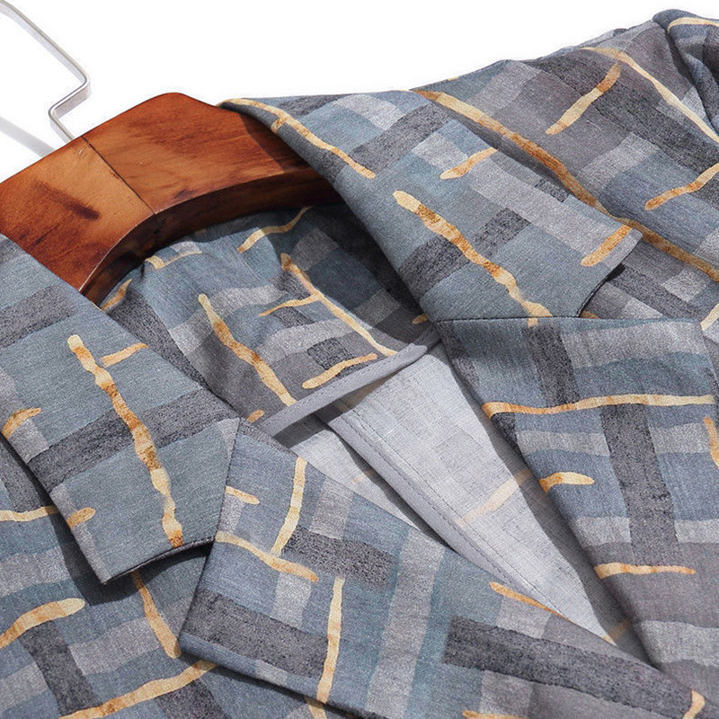 Vintage καρό μπλέιζερ γυναικείο κοστούμι Καλοκαιρινό λεπτό σακάκι μεσαίου μήκους κοστούμι + παντελόνι σετ 2 τεμαχίων γραφείου Γυναικεία κομψά ρούχα εργασίας