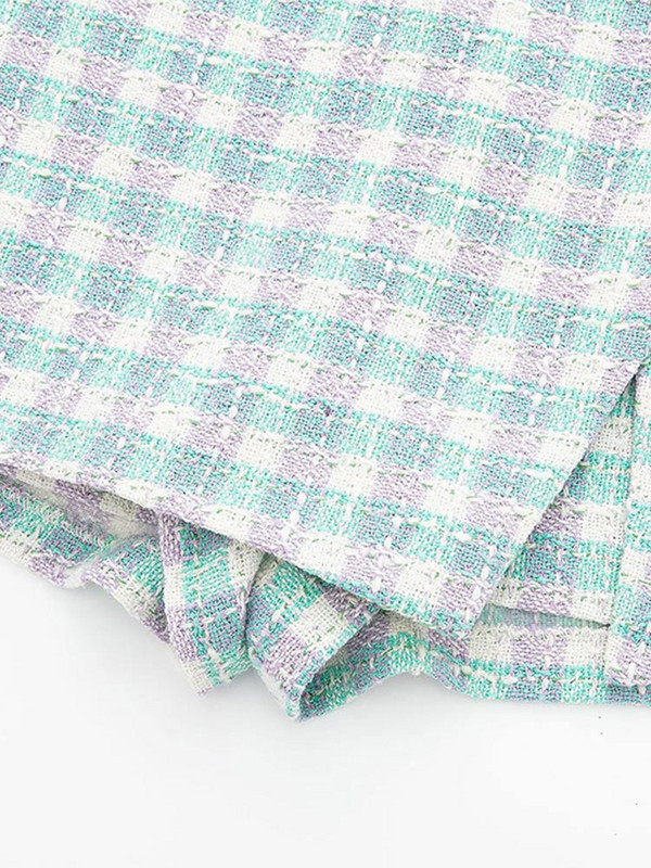 Set de haine cu blazer în carouri, albastru, roz, albastru