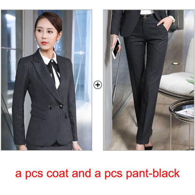 Φθινοπωρινή άνοιξη IZICFLY Νέο στυλ Μπλε ριγέ κοστούμι γραφείου για γυναίκες σακάκι με παντελόνι επαγγελματικό κομψό παντελόνι σετ 2 τεμαχίων