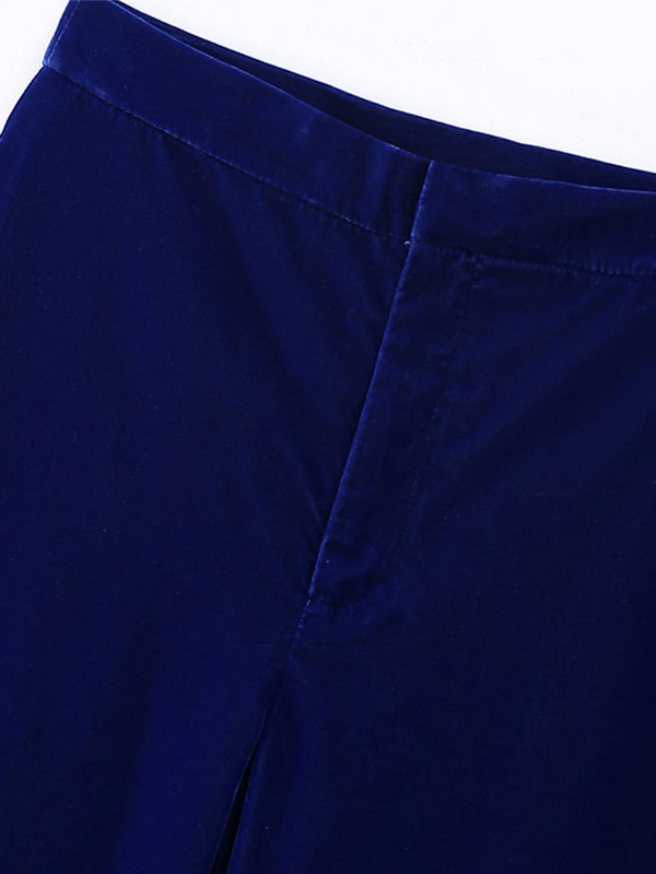 Μπλε βελούδινο μπλέιζερ Γυναικείο Μόδα Μακρυμάνικο Τσέπες με ένα κουμπί Παλτό Γραφείο Γυναικεία Κομψά ρούχα Jaquetas Femininas