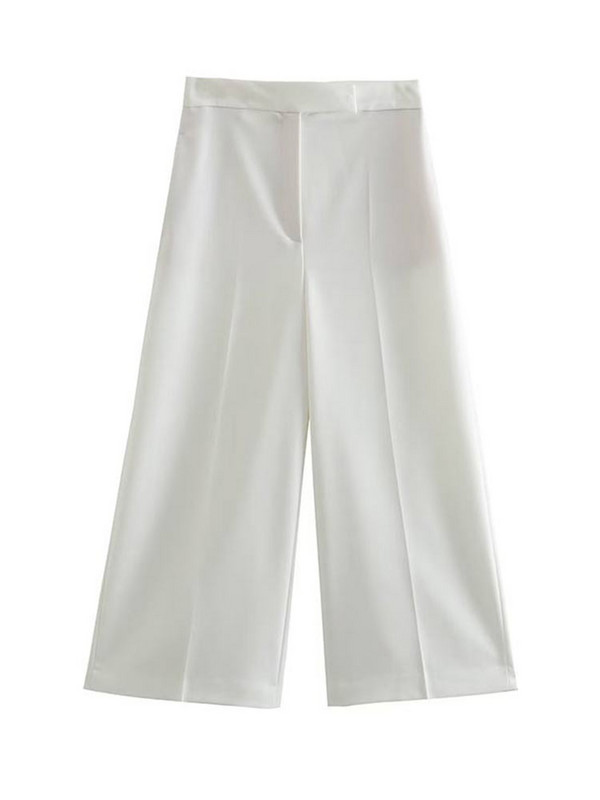 Női alkalmi, tömör, rövid mellényes nadrágkosztüm, női, elegáns, egysoros felső, széles szárú nadrágszettek 2022-es divatos ingázási ruhák