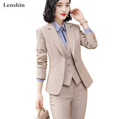 Lenshin Set 3 bucăți de înaltă calitate, vestă, pantaloni, pentru birou, pentru doamne, îmbrăcăminte de lucru pentru femei, jachetă formală, blazer, cu pantaloni