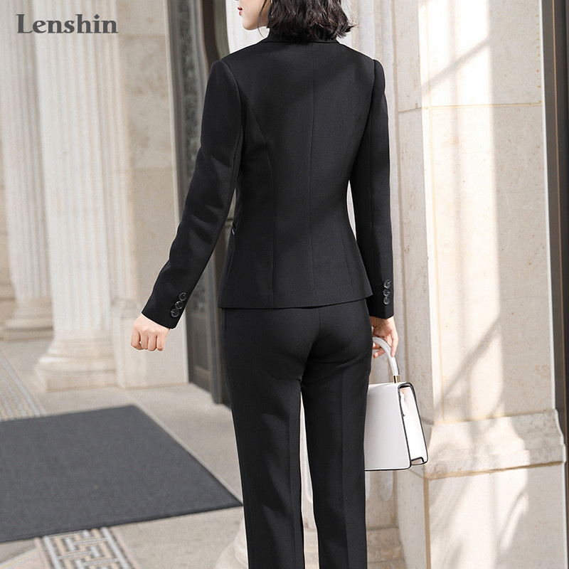 Lenshin Set 3 bucăți de înaltă calitate, vestă, pantaloni, pentru birou, pentru doamne, îmbrăcăminte de lucru pentru femei, jachetă formală, blazer, cu pantaloni