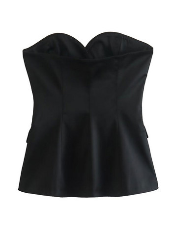 Μόδα Στράπλες Γιλέκο Γυναικεία Κομψά μπλουζάκια με μονό στήθος αμάνικα μπλουζάκια 2 τεμαχίων σετ casual γραφείο Γυναικεία παντελόνια κοστούμια