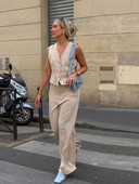 Naiste mood, ühe rinnaga vest, sirge pükskostüüm, naiste V-kaelusega kõrge vöökohaga püksid, 2-osalised 2022. aasta elegantsed rõivad