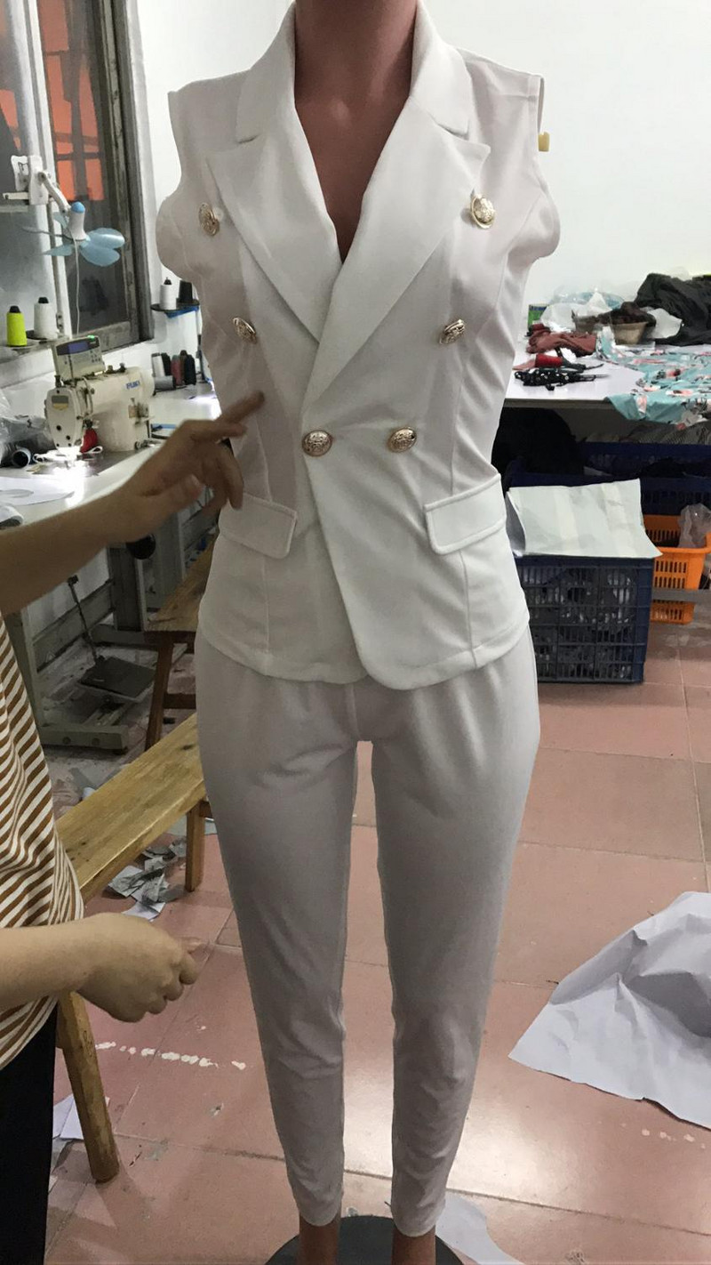 2022 pentru femei, de vară, fără mâneci, cu decolteu cu crestătură, costum de pantaloni lungi, set de două piese, ținută de trening vintage office pentru damă