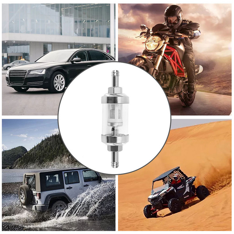 Univerzalni 8 mm filtar goriva za motocikle Benzin Inline filtar goriva za automobile Perivi dijelovi za skutere od aluminijske legure Dodaci za motocikle