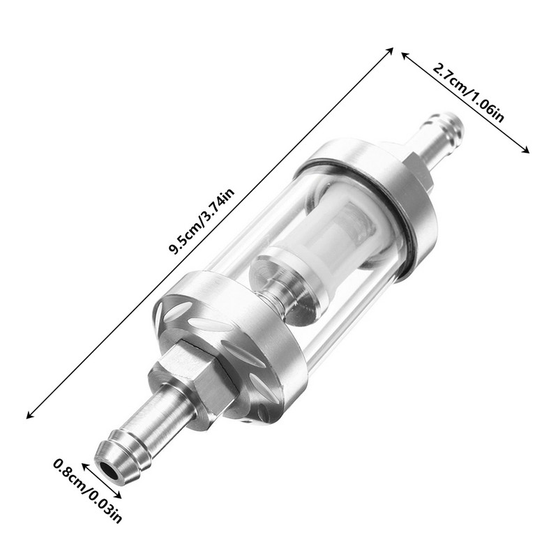 Univerzalni 8 mm filtar goriva za motocikle Benzin Inline filtar goriva za automobile Perivi dijelovi za skutere od aluminijske legure Dodaci za motocikle