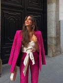 Γυναικείο κοστούμι σακάκι από ύφασμα δαντέλα Γυναικείο μασίφ σακάκι+παντελόνι με φερμουάρ 2 τμχ Σετ πανωφόρι 2022 Άνοιξη φθινόπωρο Γραφείο Γυναικεία βασικά ρούχα