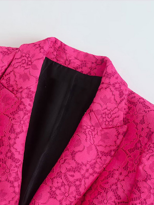 Γυναικείο κοστούμι σακάκι από ύφασμα δαντέλα Γυναικείο μασίφ σακάκι+παντελόνι με φερμουάρ 2 τμχ Σετ πανωφόρι 2022 Άνοιξη φθινόπωρο Γραφείο Γυναικεία βασικά ρούχα