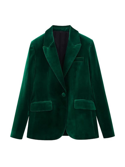 TRAF Γυναικεία Μόδα Μόδα με Κουμπί Velvet Blazer παλτό και ίσιο παντελόνι στη μέση της μέσης Γυναικείο σετ δύο τεμαχίων Mujer