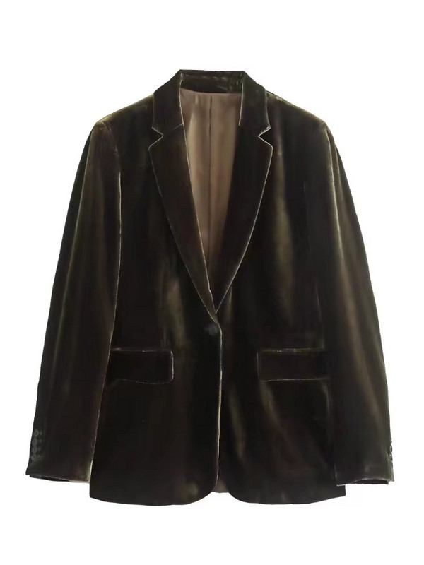 Casual Velvet Blazers Κοστούμια 2 τεμαχίων Σετ Γυναικεία Κομψά παλτό με κουμπί πέτο Κοστούμια Παντελόνι Παντελόνι Γυναικείο κομψό κοστούμι OL Ρούχα