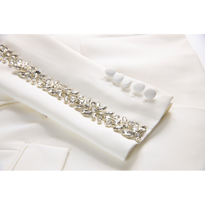 Πολυτελές γυναικείο κοστούμι γραφείου Rhinestone Shoulder Μακρυμάνικο σακάκι με μονό κουμπί, γυναικείο παντελόνι 2 τεμ.
