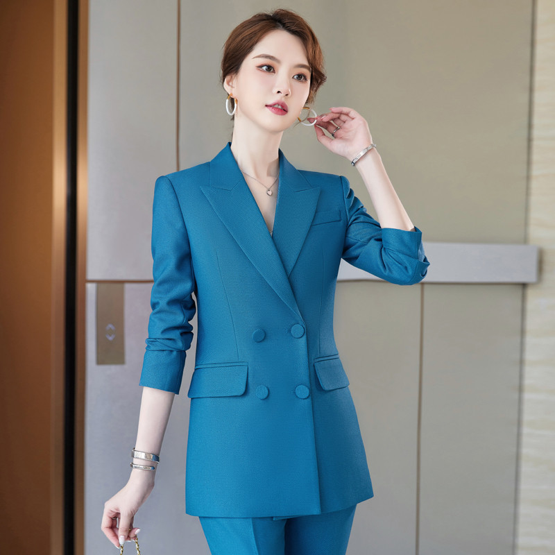 Naviu 2022 Χειμερινά Ρούχα Επίσημο Παντελόνι Γυναικείο Κοστούμι 2 τεμαχίων Σετ μακρυμάνικο χοντρό μπλέιζερ και μεσαίο παντελόνι εργασίας