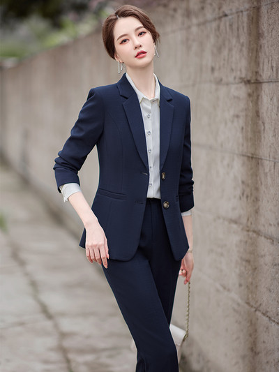 Μπλε Πράσινο Μπεζ Ναυτικό Γυναικείο μπουφάν και παντελόνι Γυναικείο σετ γραφείου 2 τεμαχίων Επαγγελματικά ρούχα Επίσημο σακάκι και παντελόνι