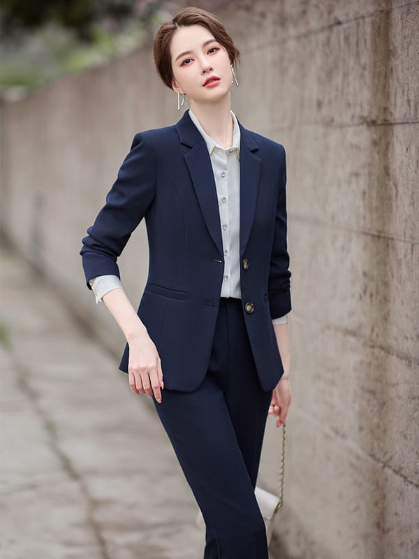 Μπλε Πράσινο Μπεζ Ναυτικό Γυναικείο μπουφάν και παντελόνι Γυναικείο σετ γραφείου 2 τεμαχίων Επαγγελματικά ρούχα Επίσημο σακάκι και παντελόνι