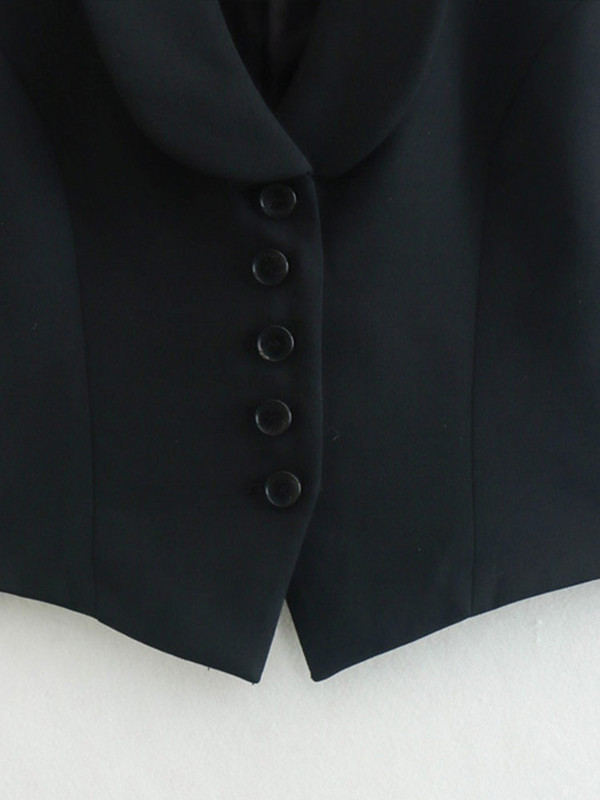 Seturi de vestă cu decolteu în V cu revere pentru femei, la modă, solidă, fustă One Pace, set de 2 bucăți, primăvară 2023, nou ocazional, pentru dama, topuri scurte, costume