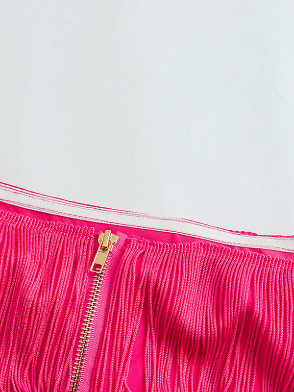 Set de topuri cu bretele cu ciucuri sexy, la modă pentru femei, fustă cu fermoar la spate, seturi de două piese, primăvară, vară, ocazional, ținute de club pentru petrecere.