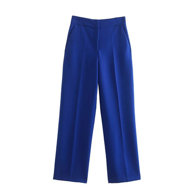 TRAF 2023 Femeie 2 Piese Seturi Moda Nasturi metalici Blazer scurt Jachetă Palton Topuri + Pantaloni lungi subțiri Seturi de navetă cauzală