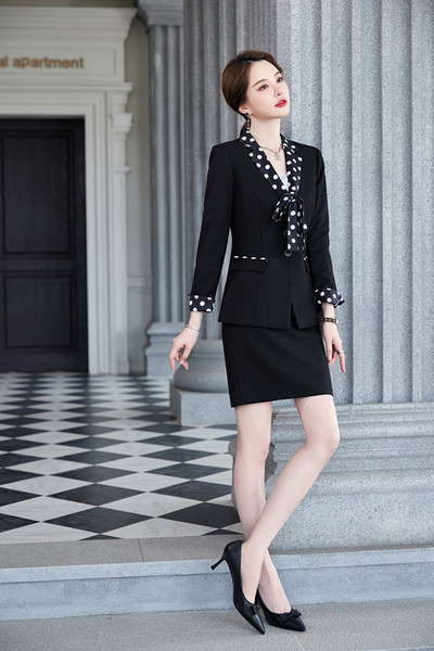 Μωβ Κοστούμια Γυναικεία Φθινόπωρο Χειμώνας Νέο Σχέδιο Μόδα Ιδιοσυγκρασία Λεπτό Επαγγελματικό Μπλέιζερ και Παντελόνι Γυναικείο Γυναικείο Φόρεμα Μαύρο