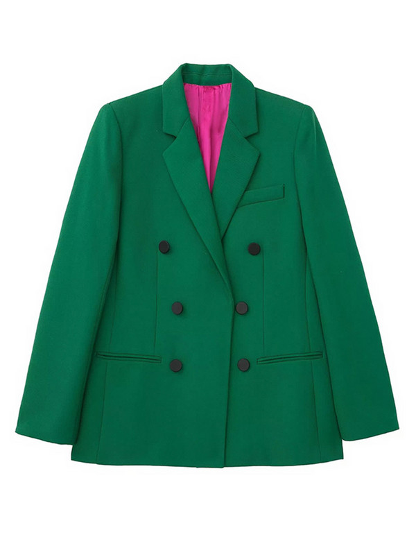 TRAF Νέα γυναικεία κοστούμια blazer 2022 Φθινοπωρινά χειμερινά ρούχα γραφείου με διπλό στήθος Μπουφάν + παντελόνια με φερμουάρ Flare